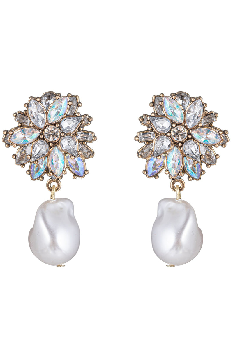Catalina Baroque Statement Earrings with Elegant Shell Pearl Dangles