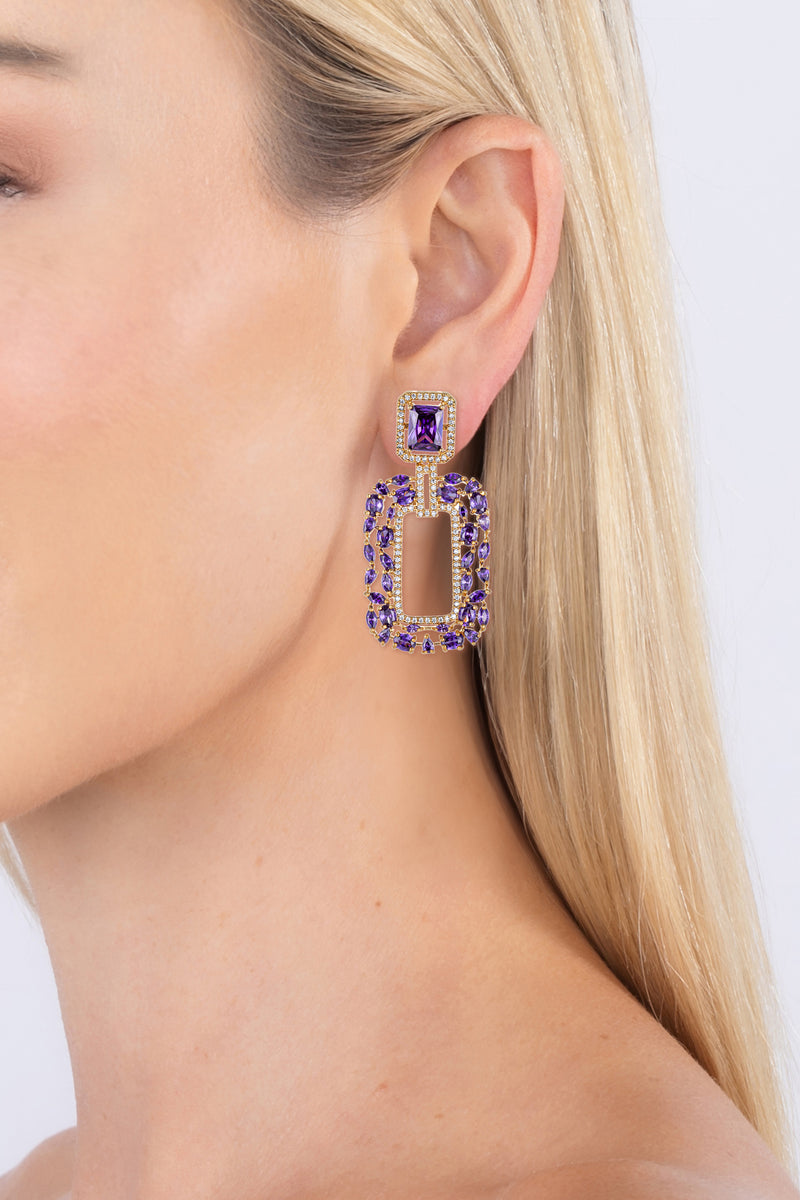 Ivy Purple 18K Gold Plated Cubic Zirconia Earrings