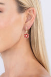 Grace Red Starburst Cubic Zirconia Dangle Earrings