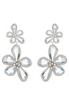 Kolab Double Flower 18K Gold Plated CZ Drop Earrings