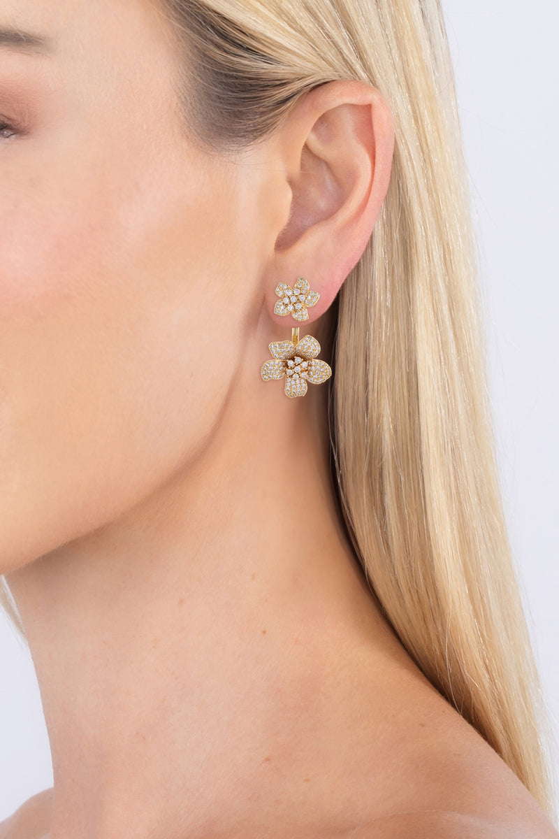 18K Gold Plated Pink Rose CZ Crystal Earring