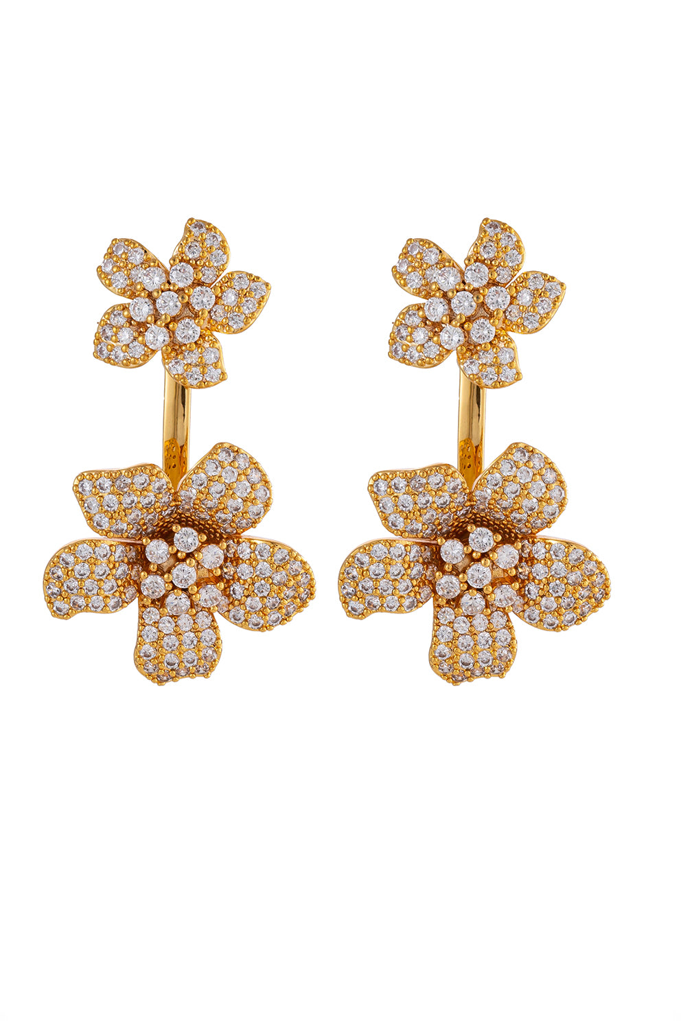 18K Gold Plated Pink Rose CZ Crystal Earring