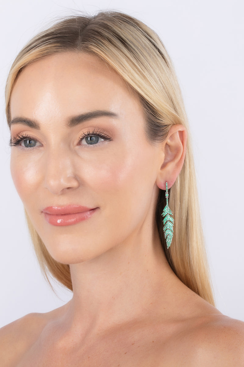 Feather Luxe Drop Earrings - Silver