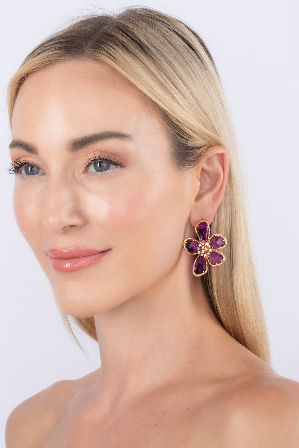 Kolab Purple Flower Earrings
