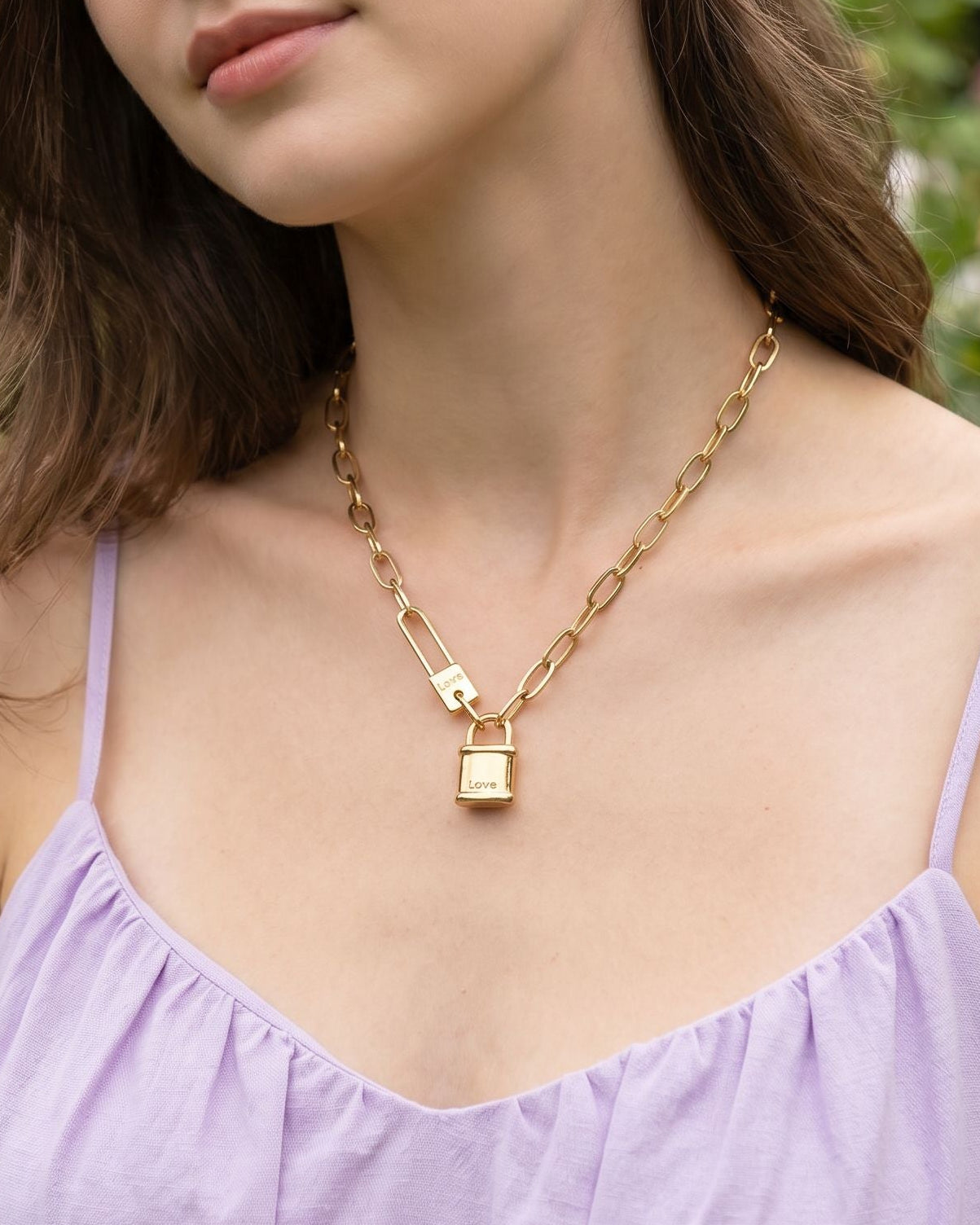 Women's 18k Gold Plated Lock Necklace – Eye Candy Los Angeles