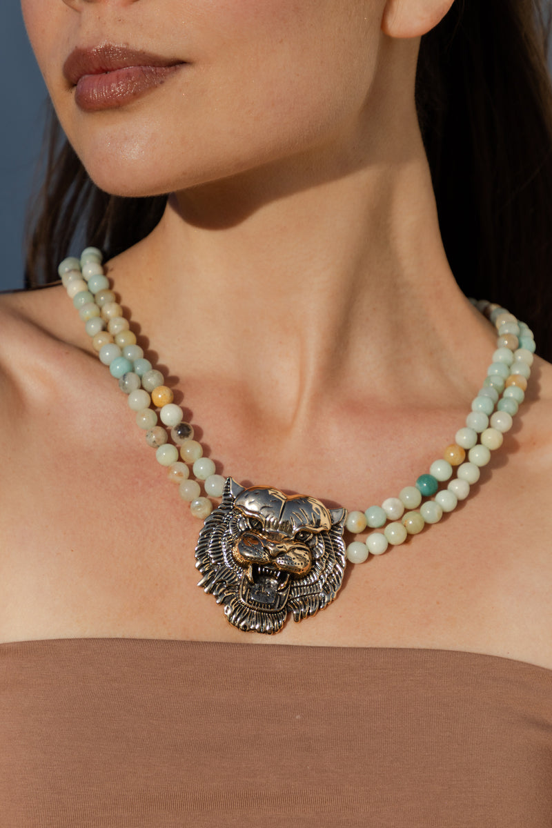Asal Amazonite Tiger Statement Beaded Necklace