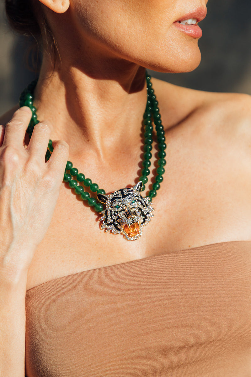 Tiger Head Black Statement Necklace