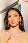 Leia Cubic Zirconia Crystal Rhodium Plated Necklace Earring Set