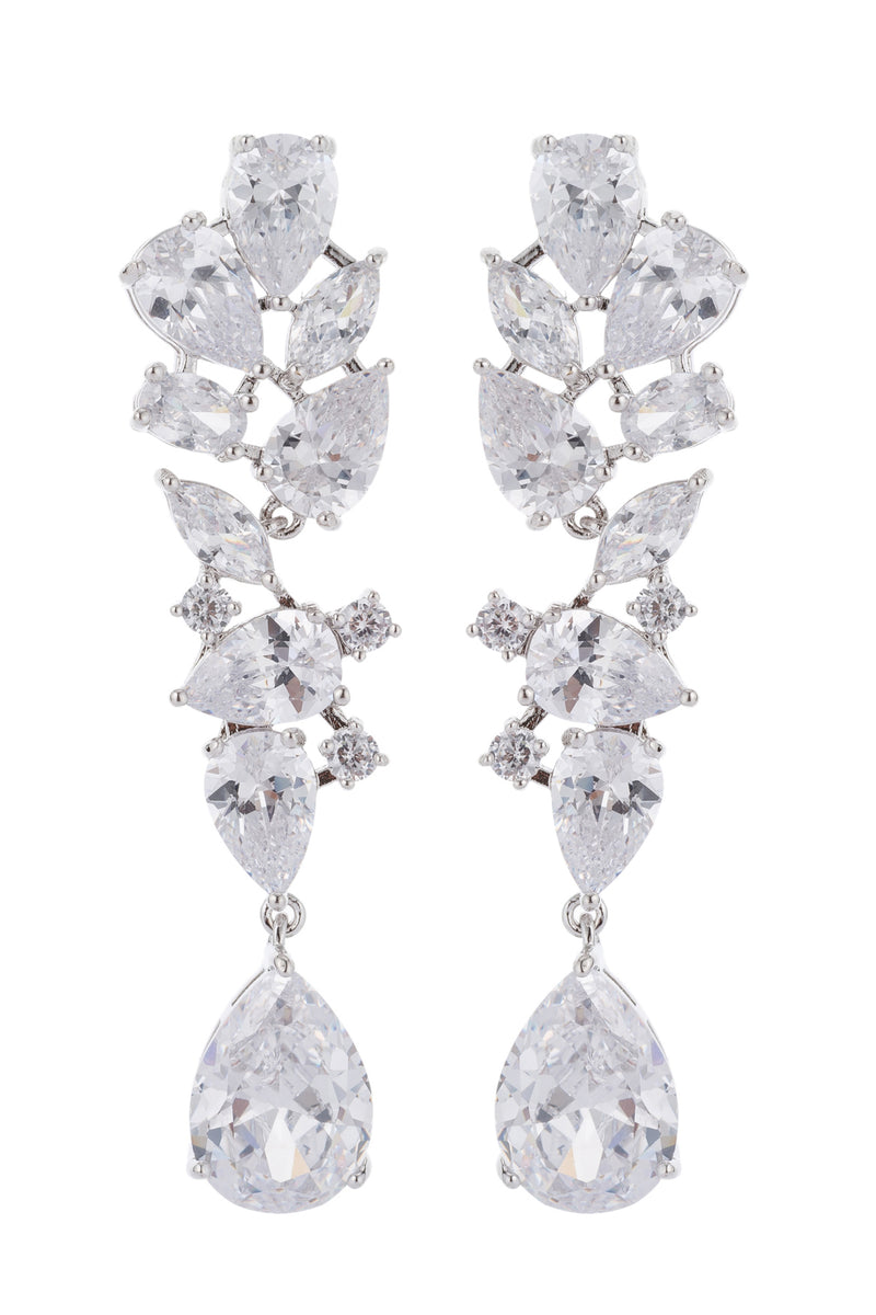Leia Cubic Zirconia Crystal Rhodium Plated Necklace Earring Set
