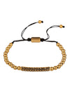 Solomun 3 Piece Leather and Brass Beaded Bracelet Set