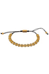 Solomun 3 Piece Leather and Brass Beaded Bracelet Set