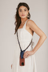 Navy Elena Woven Link Crossbody Phone Strap
