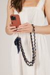 Navy Elena Woven Link Crossbody Phone Strap