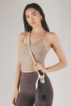 White Elena Woven Link Crossbody Phone Strap