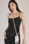 White Elena Woven Link Crossbody Phone Strap