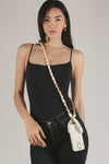 White Elena Woven Link Crossbody Phone Strap