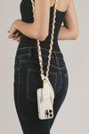 White Elena Woven Link Crossbody Phone Strap