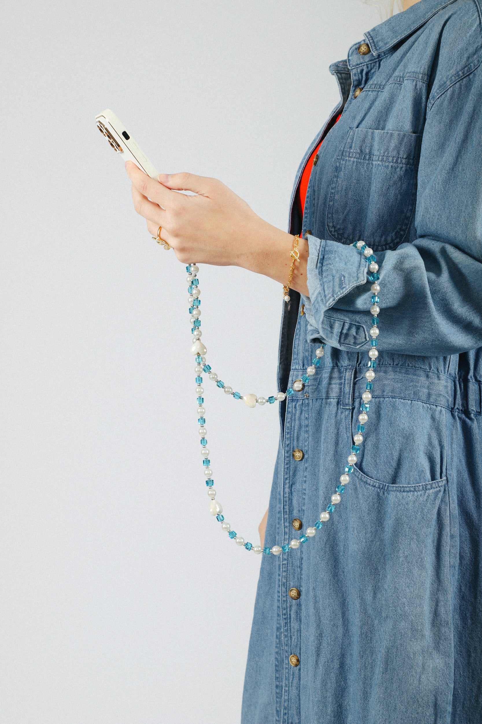 Camila Beaded Heart Crossbody Phone Strap