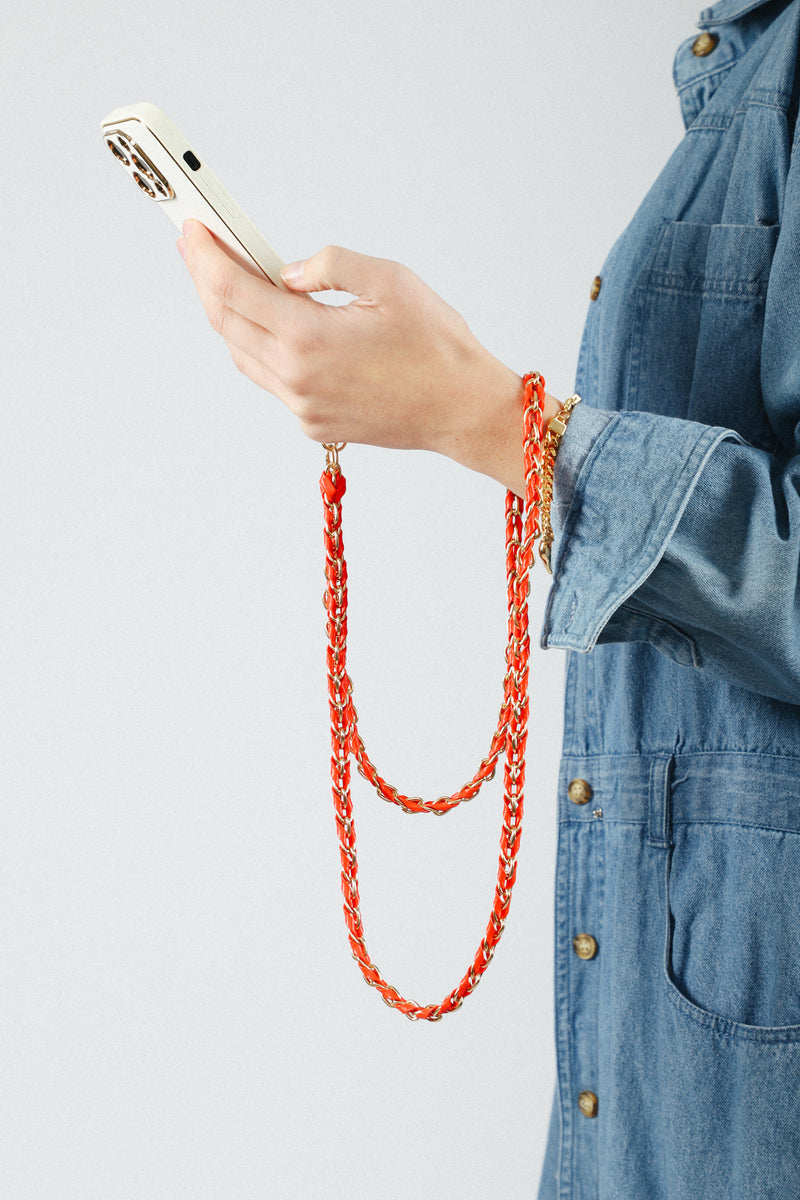 Red Lydia Woven Link Crossbody Phone Strap