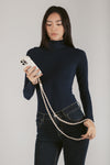 White Lydia Woven Link Crossbody Phone Strap