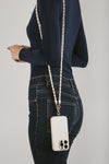 White Lydia Woven Link Crossbody Phone Strap