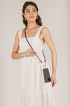 Black Lydia Woven Link Crossbody Phone Strap