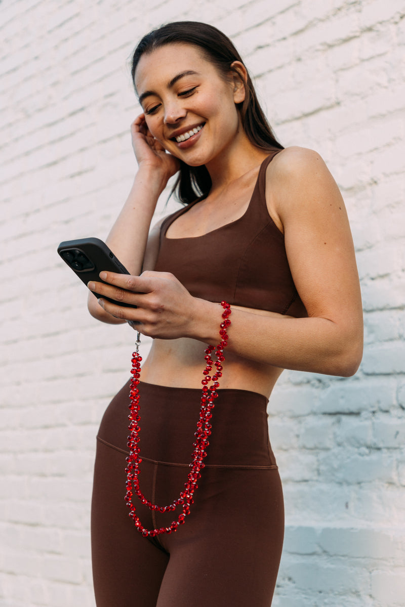 Ruby Beaded Crossbody Phone Strap