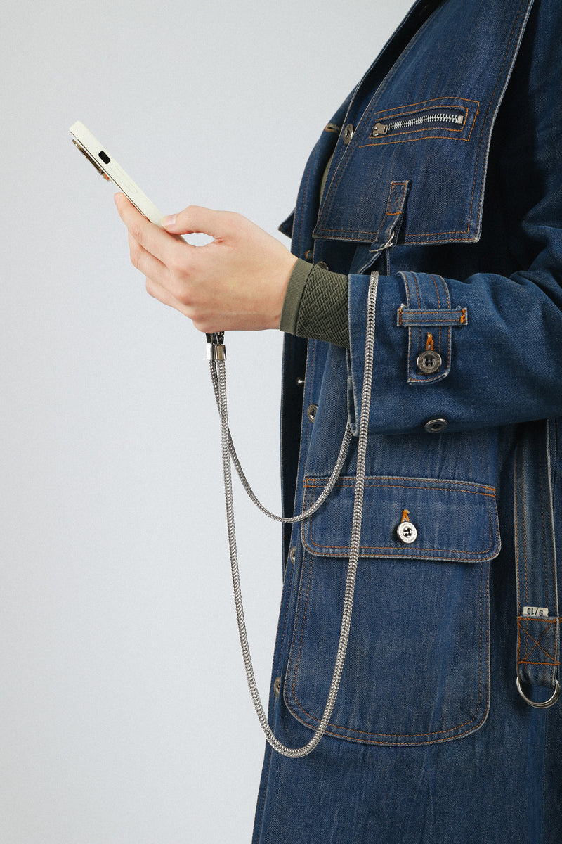 Silver Tone Celeste Flat Chain Crossbody Phone Strap