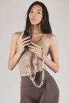 Beige Serena Golden Link Crossbody Phone Strap