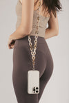 Beige Serena Golden Link Crossbody Phone Strap