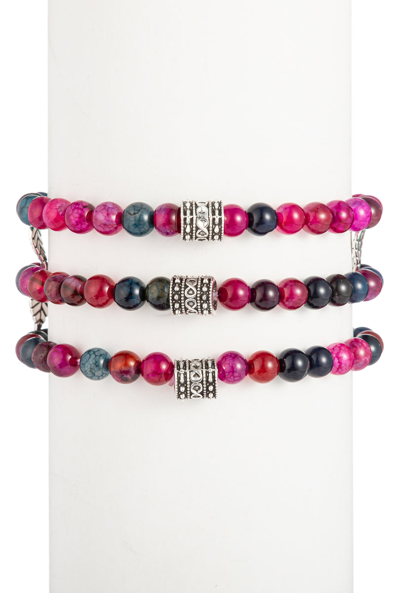 Toya Beaded Bracelet Set - Red Agate