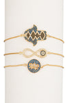 Infinite Lotus Hamsa Gold Bracelet Set