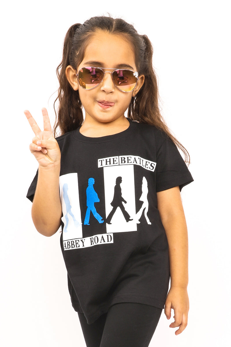 Kid's The Beatles T-Shirt - Abbey Road - Black (Boys and Girls)