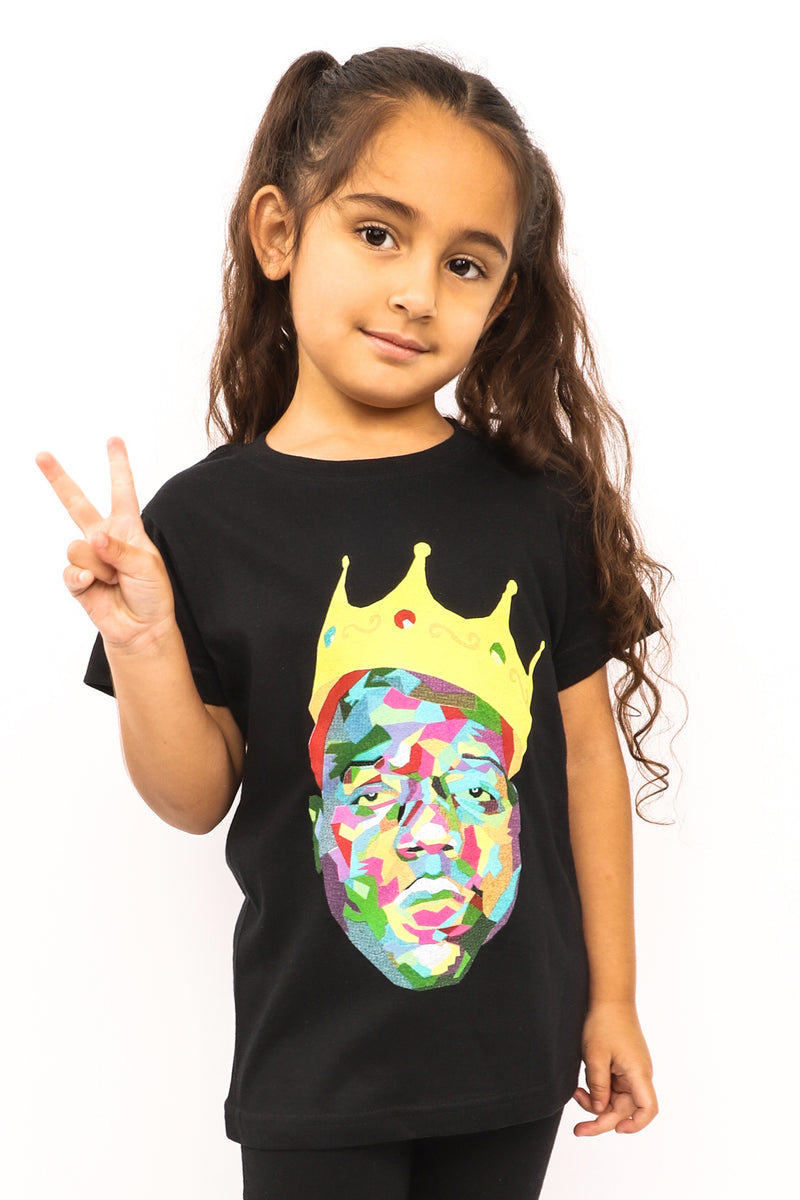 Kid's Biggie T-Shirt - Crown - Black (Boys and Girls)