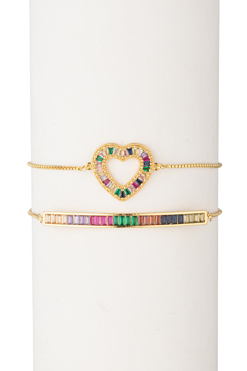 Rainbow Heart Bracelet Set