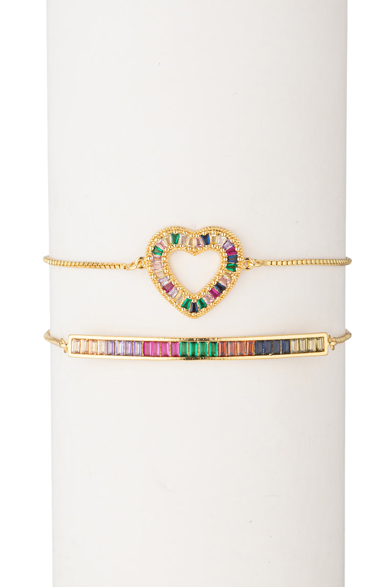 Rainbow Heart Bracelet Set