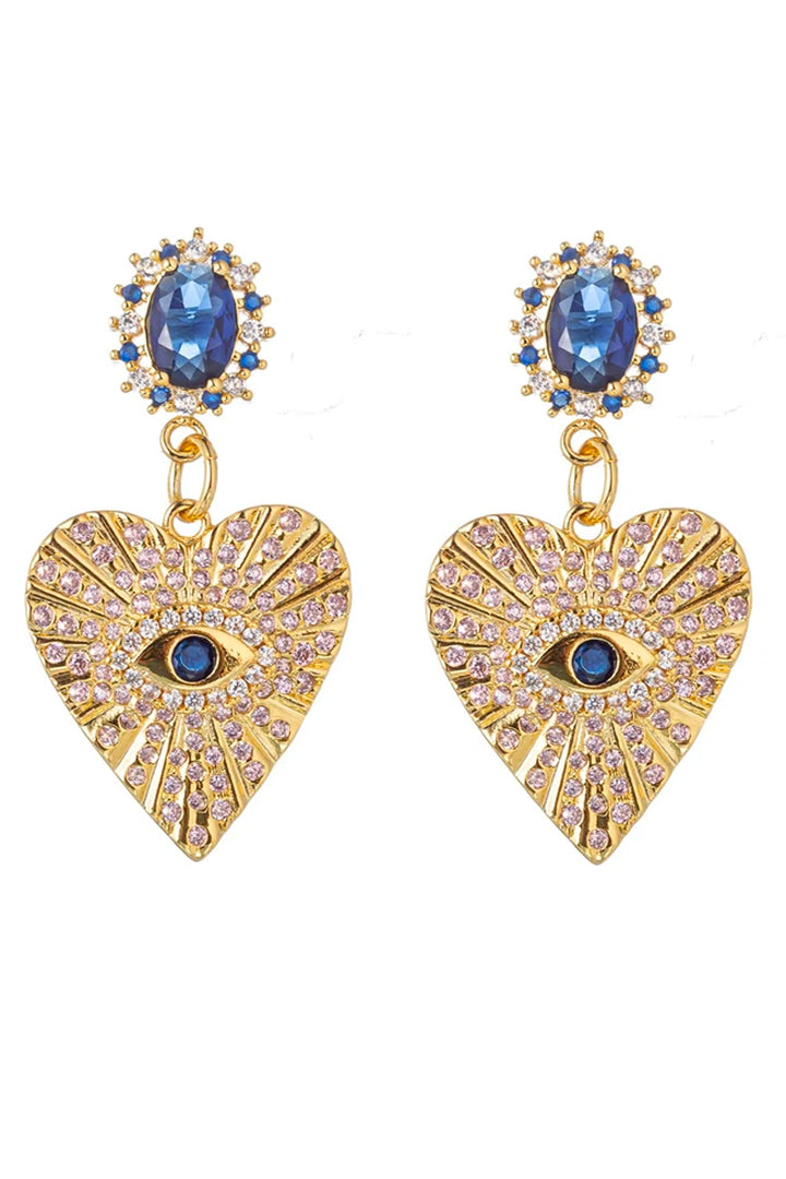 Corazón Statement Earrings - Blue