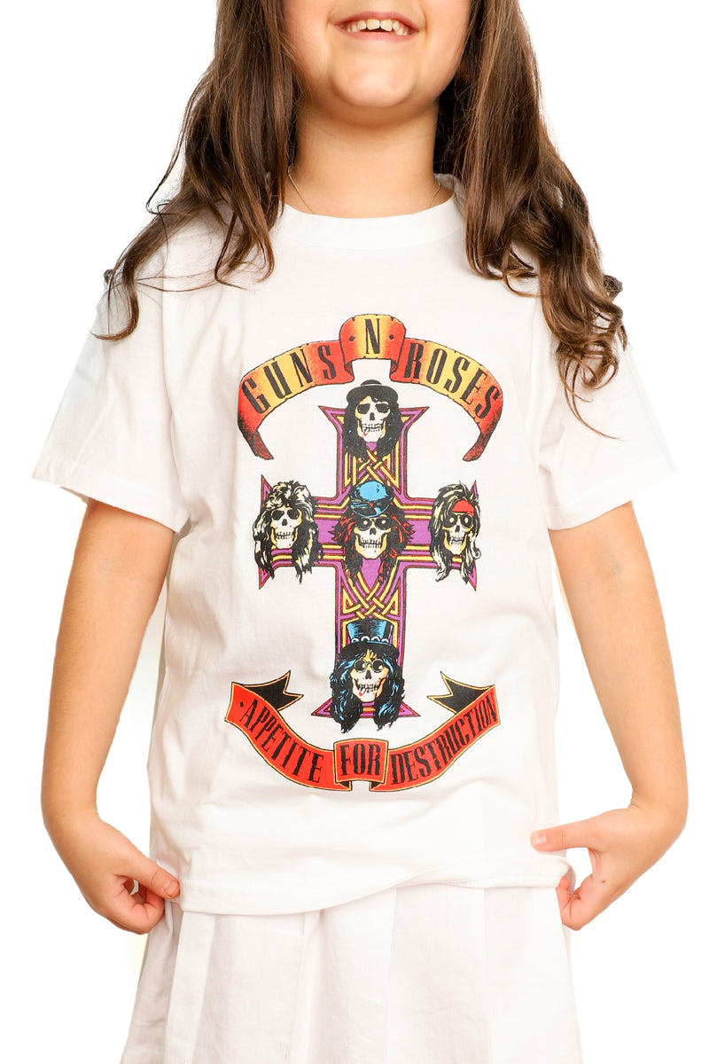 Kid's Guns' N Roses T-Shirt - Cross - White (Boys and Girls)