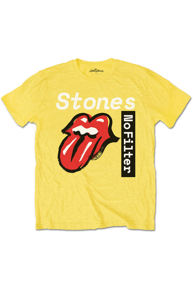 Kid's Rolling Stones T-Shirt - No Filter Tongue Logo - Yellow (Boys and Girls)