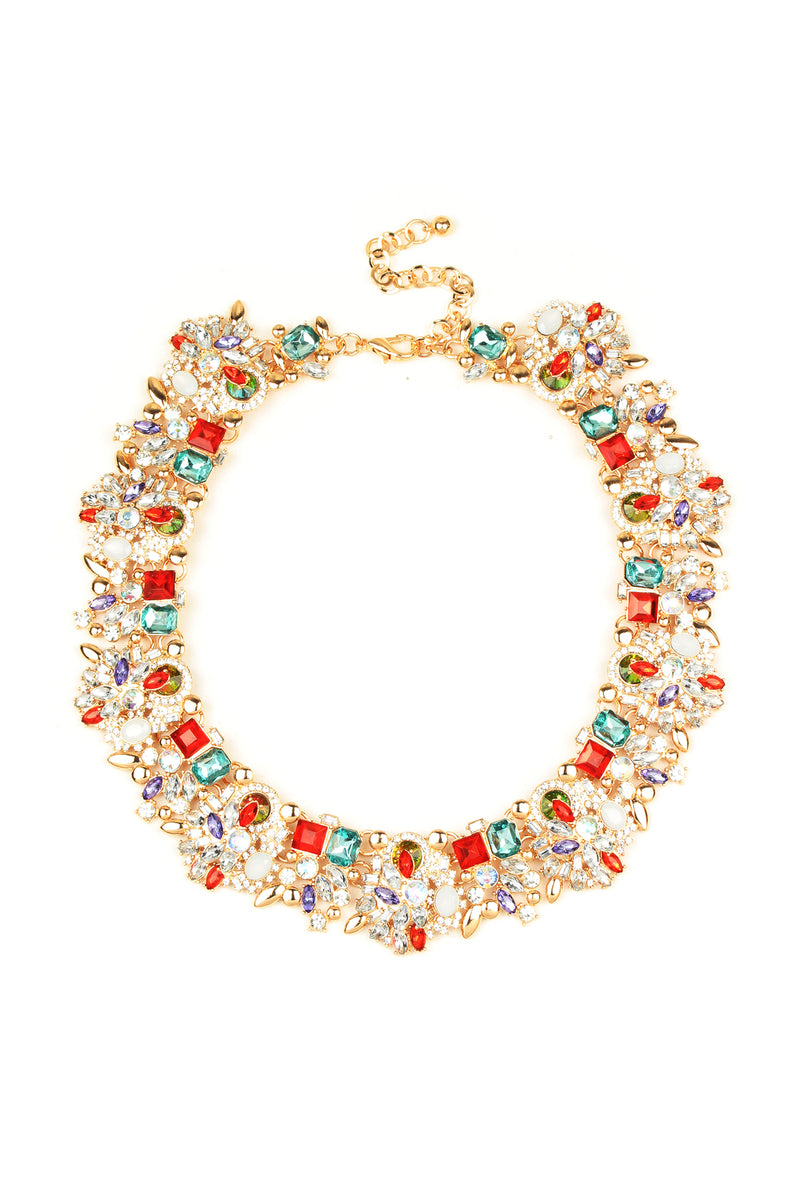 rainbow stone collar statement necklace