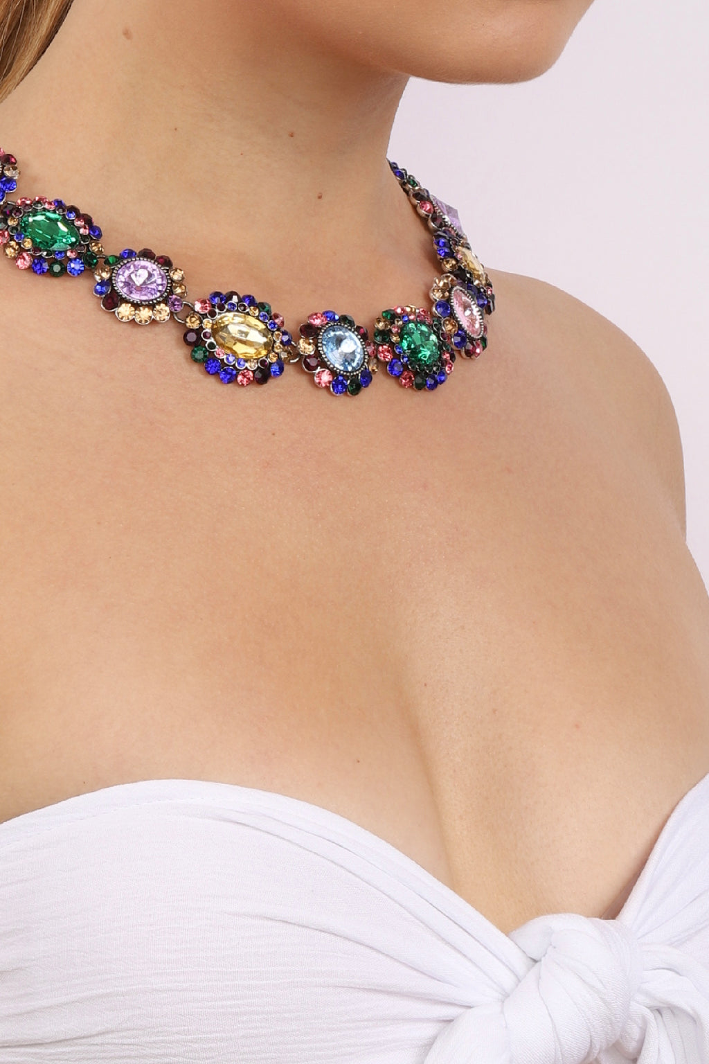 rainbow stone collar necklace