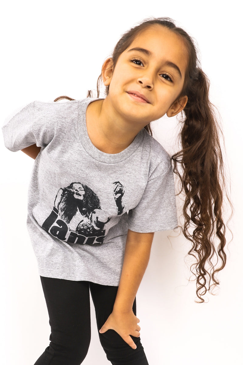 Kid's Janis Joplin T-Shirt - Heather Grey (Boys and Girls)