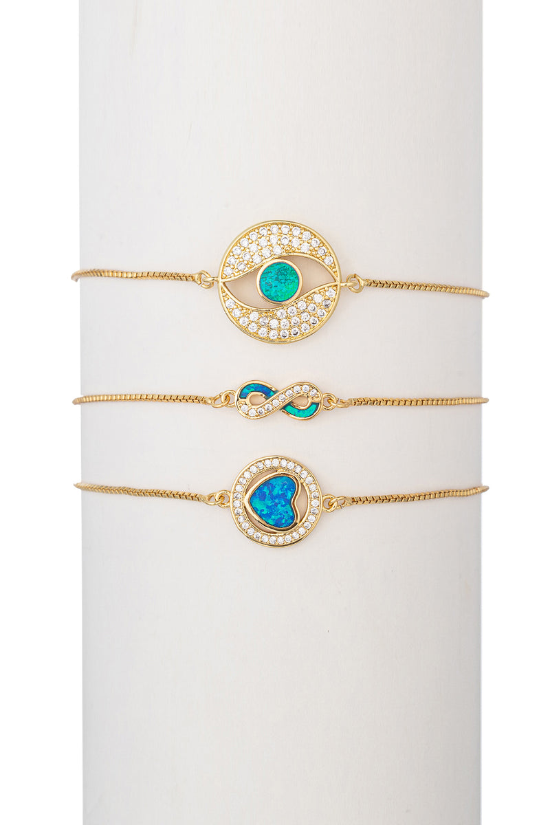 Infinity, Heart & Eye Bracelet Set