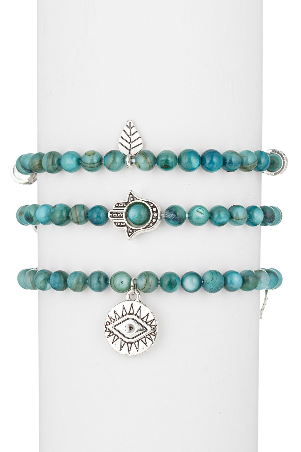 Hamsa + Evil Eye 3 Piece Bracelet Set