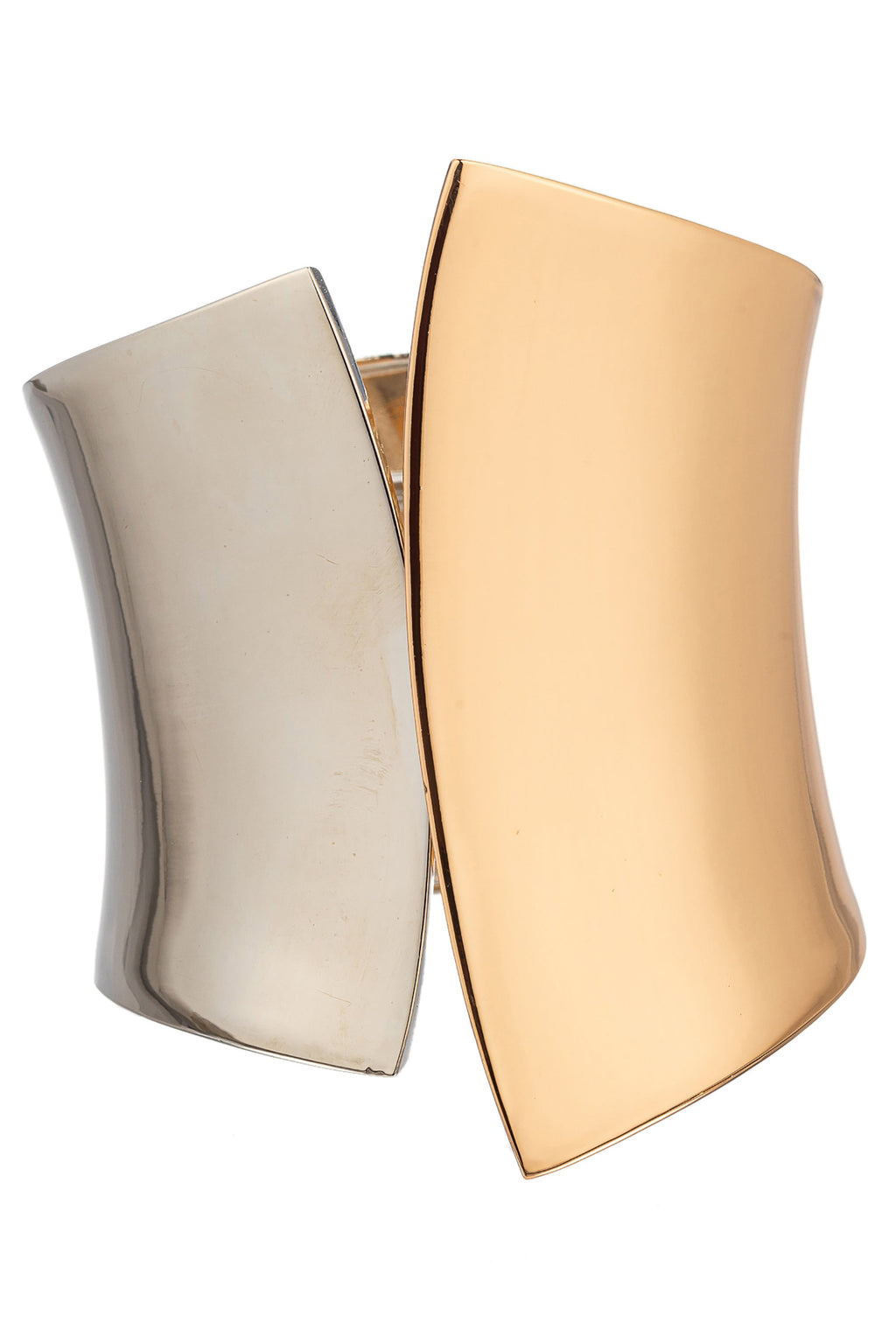 2 tone gold and silver cuff bracelet