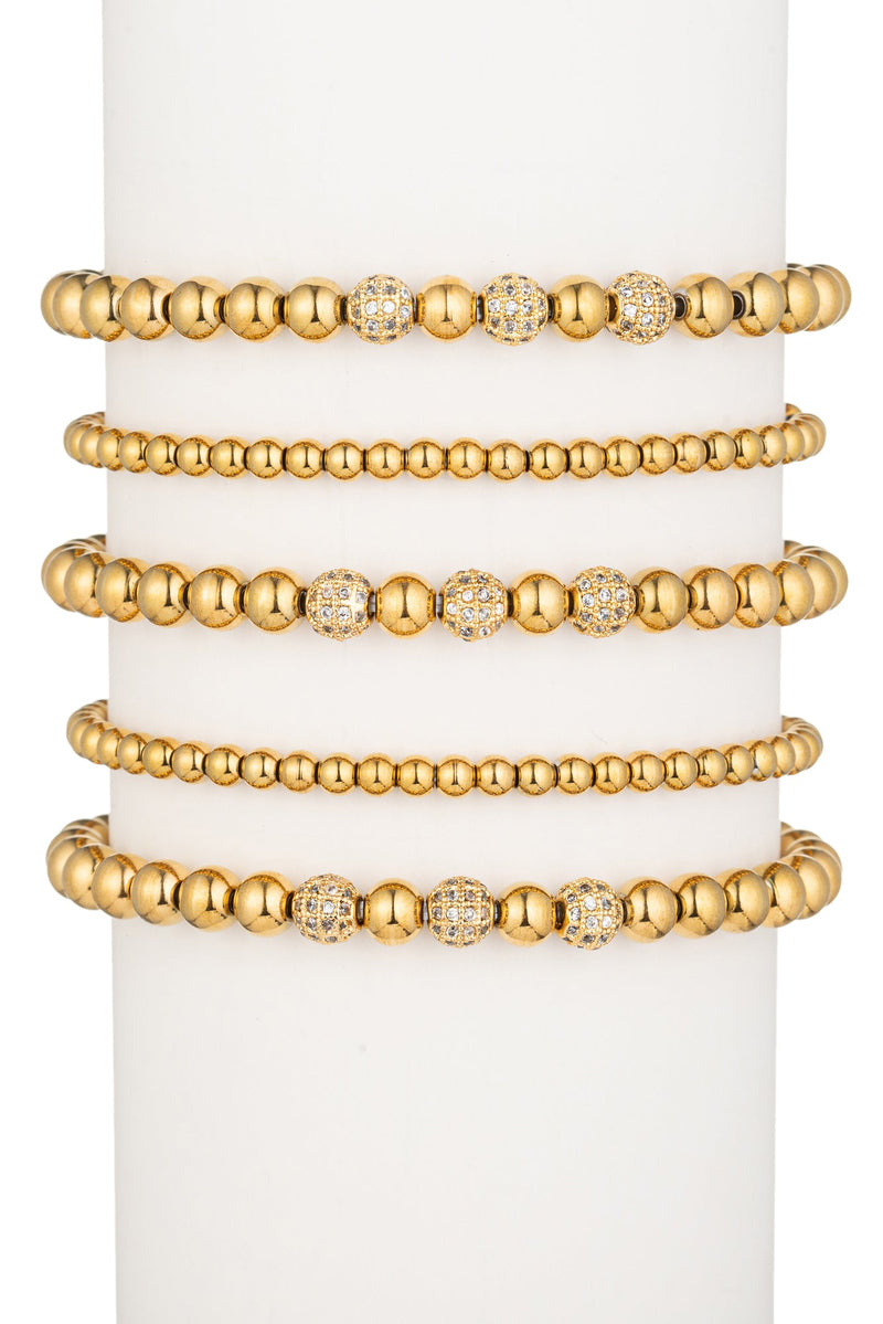 Sophia Piece Titanium Beaded Stretch Bracelet Set