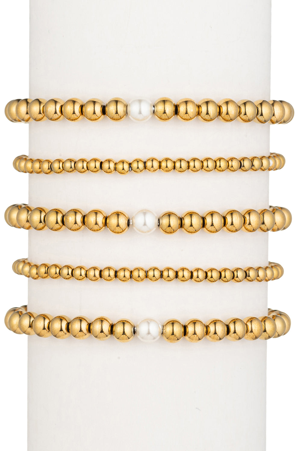 Lexi 4mm & 6mm Beaded Ball Bracelet set with Shell Pearl