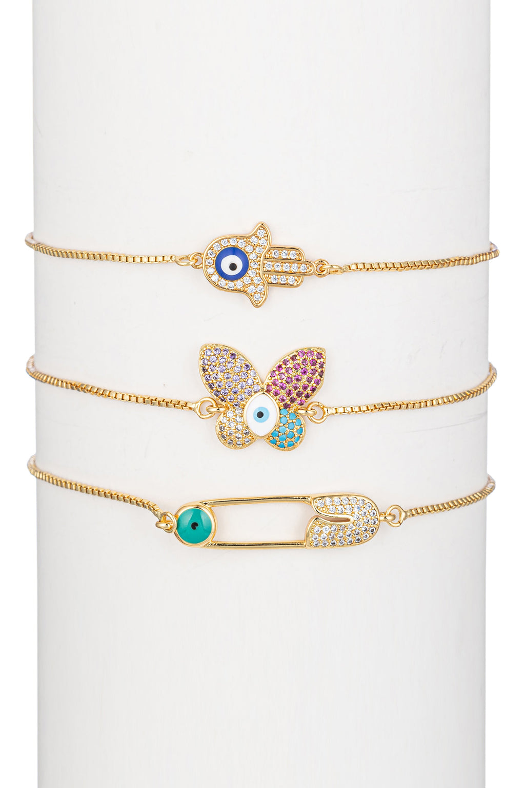 Safety Pink 3 Piece CZ Bracelet Set