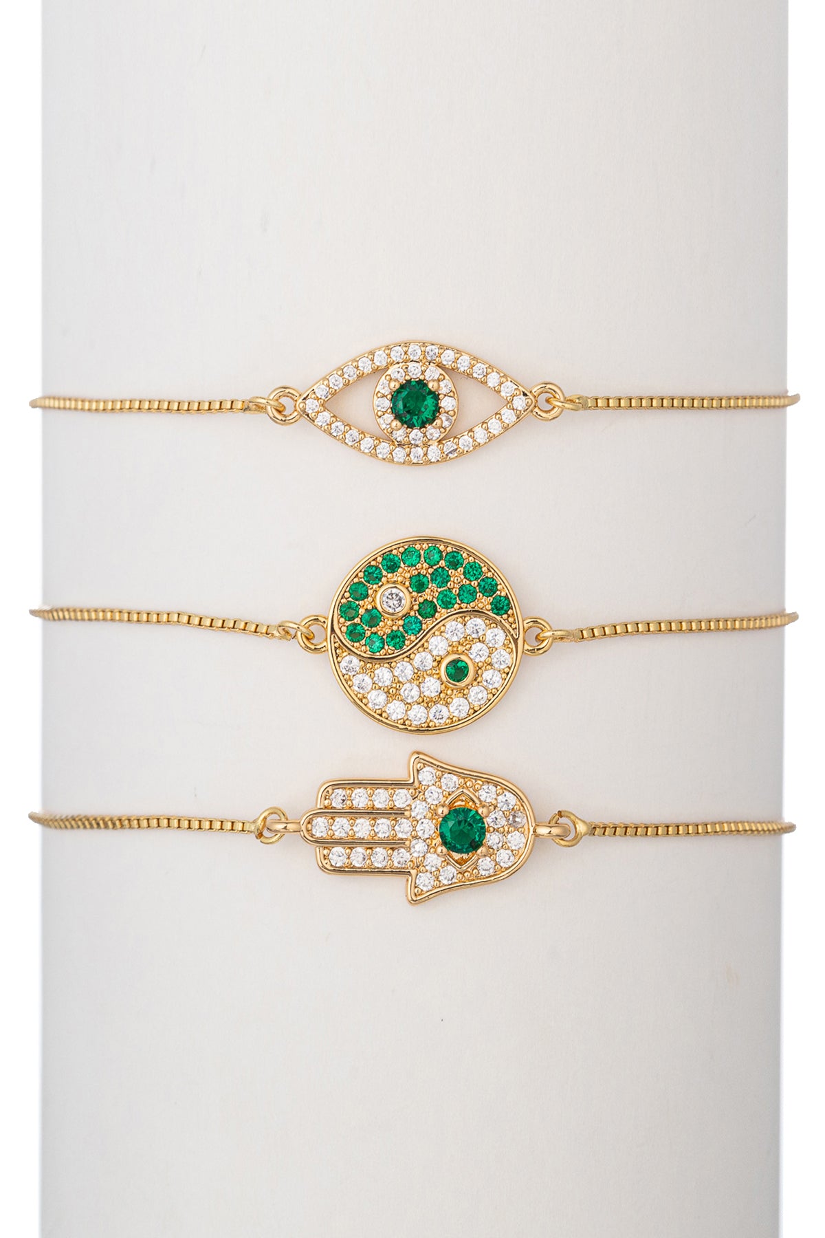 Yin Yang, Hamsa & Eye Bracelet Set