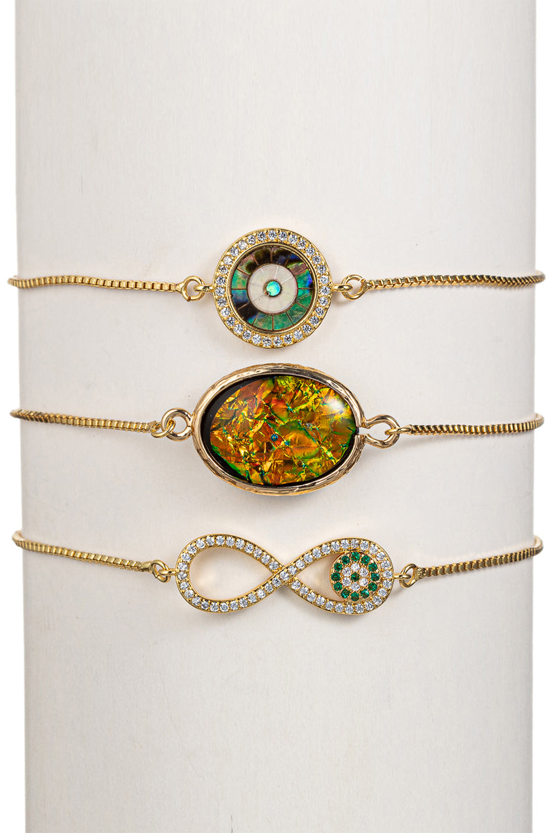 Abalone Evil Eye & Infinity Bracelet Set